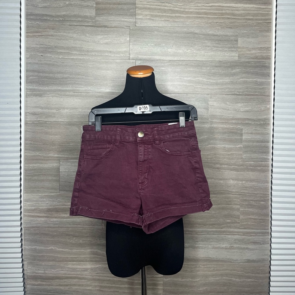 Women's Burgundy Denim Shorts